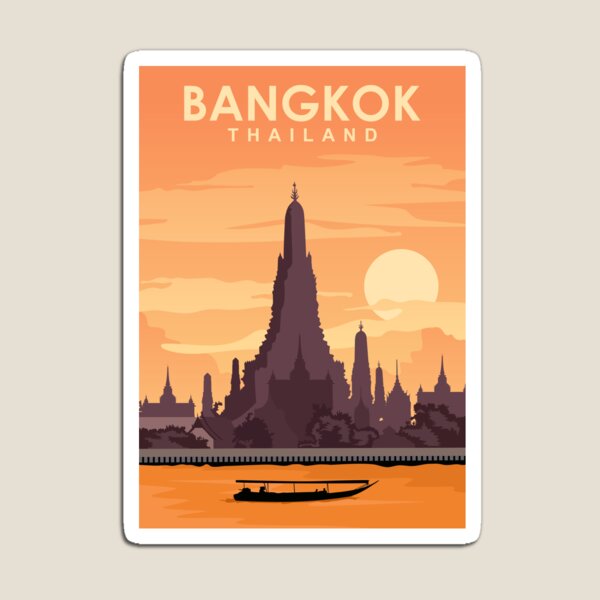 Kids Toys Bangkok - โปสเตอร์ภาพท่องเที่ยวกรุงเทพฯ พิมพ์ลายศิลปะ แม่เหล็กติดตู้เย็นลายตลกๆ สีสันสดใส น่ารัก สติกเกอร์ของเล่นเด็ก