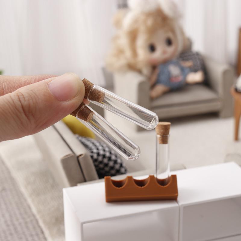 Kids Toys Play Youtube - หลอดทดลองแก้วจำลองขนาดเล็กพร้อมชุดชั้นวาง 1/12 ของตกแต่งบ้านตุ๊กตา ของเล่นเสริมสร้างจินตนาการสำหรับเด็ก