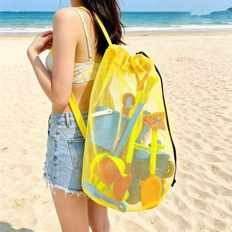 Kids' Toys - กระเป๋าเก็บของชายหาดแบบตาข่ายพกพาขนาดใหญ่ ระบายอากาศได้ พับเก็บได้ 1 ชิ้น สำหรับเด็ก