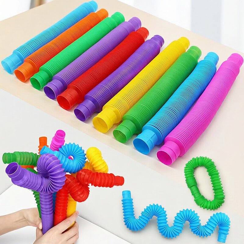 Kids Toys Play Youtube - ท่อสีสันสดใสแบบยืดหดได้ ของเล่นบีบคลายเครียด ของเล่นเสริมพัฒนาการทางประสาทสัมผัสสำหรับเด็กและผู้ใหญ่