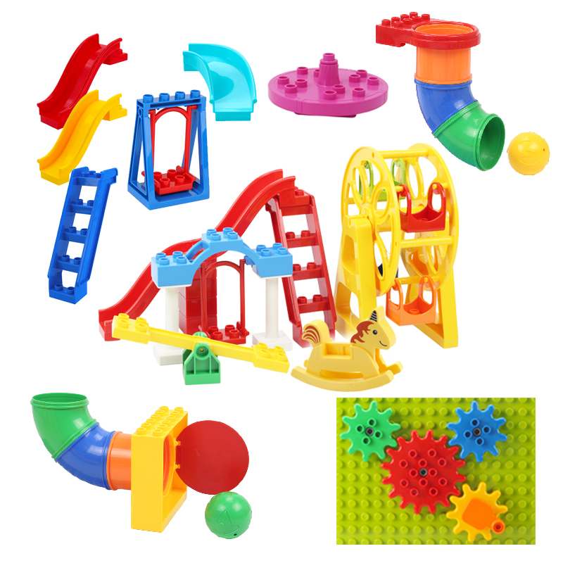 Lego Set Creator - บล็อกอาคารขนาดใหญ่สนามเด็กเล่นท่อชิ้นส่วนสไลด์บันได Swing ใช้งานร่วมกับอิฐชุดเด็กประกอบการศึกษา Montessori ของเล่น