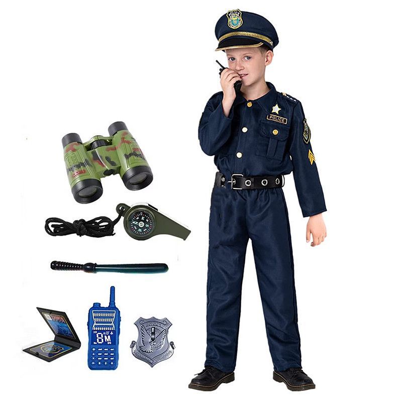 Kids Toys Kit - ชุดตำรวจเด็กน่ารักสไตล์อเมริกัน สำหรับเด็กอายุ 3-12 ปี ชุดตำรวจเด็ก ชุดแฟนซีสำหรับวันหยุด